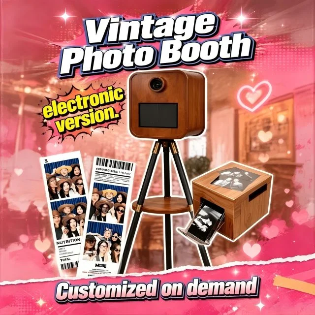 Luxury yet affordable solid wood AI-retro mirrored photo booth
