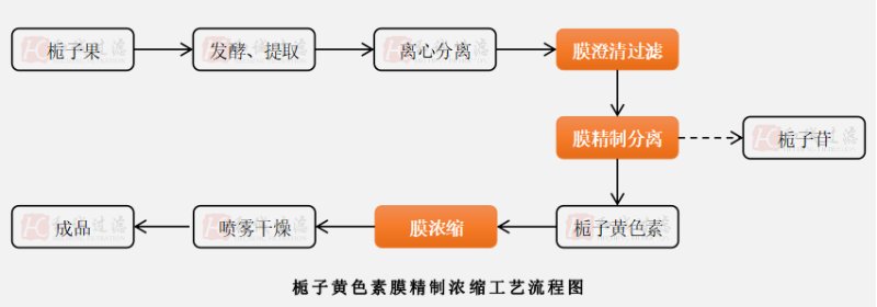 梔子黃色素膜精制濃縮工藝
