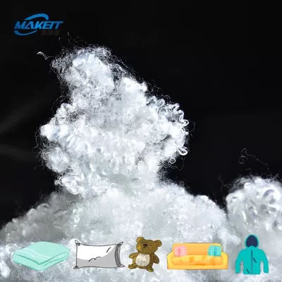 고강도 촘촘한 순수 폴리에스터 스테이플 섬유, 흰색 (장난감용)