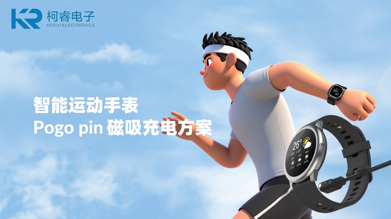 智能運動手表彈簧針pogopin磁吸充電方案
