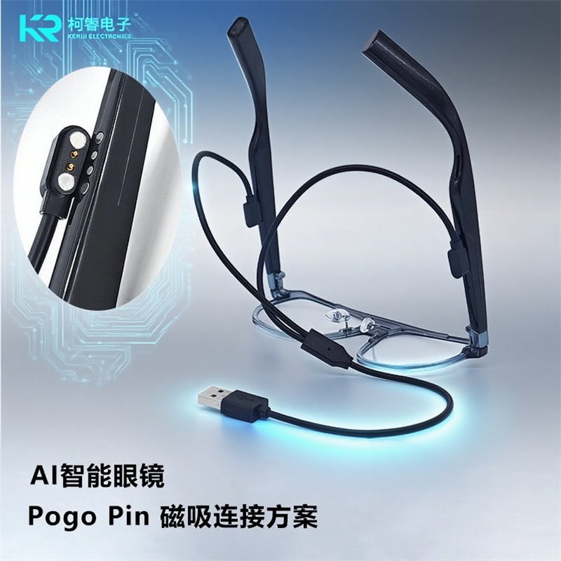 AI智能眼鏡pogopin磁吸充電連接方案 AI智能眼鏡pogopin磁吸充電連接方案