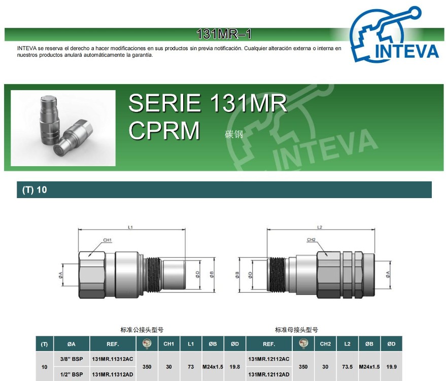 西班牙INTEVA因特威快速接頭