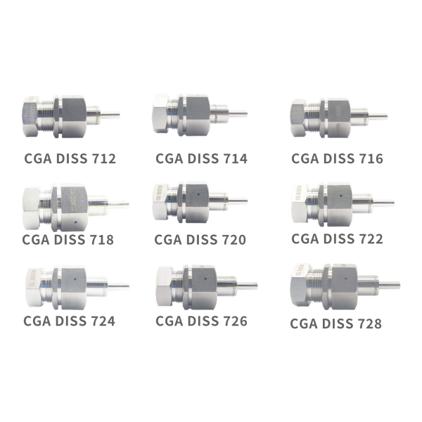 氣瓶閥接頭，型號CGA DISS712/714/716/718/720/722/724/728鋼瓶接頭