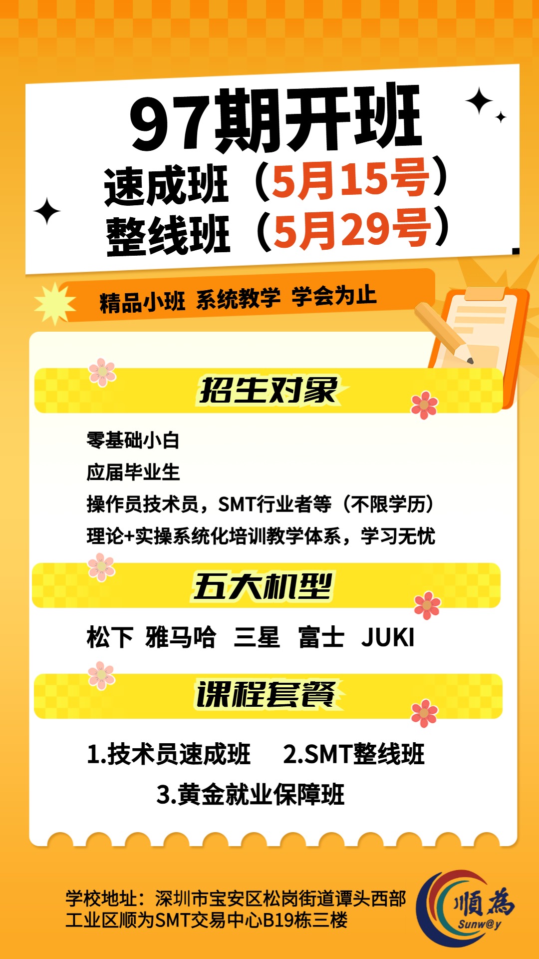 【順為SMT】SMT技術員培訓班《第97期開班通知》