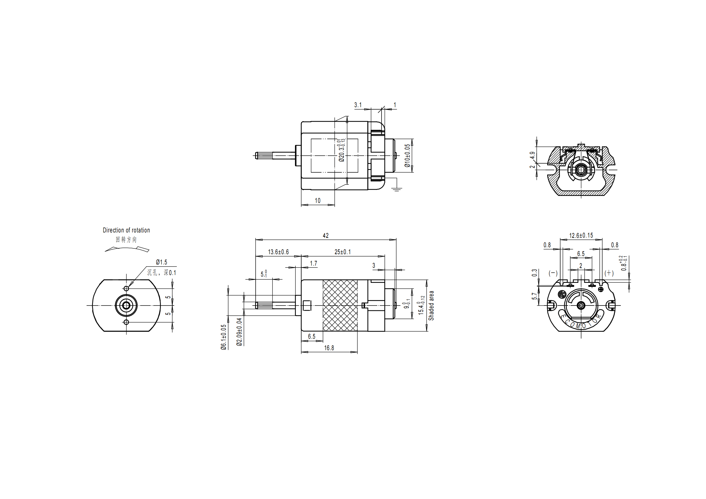 F140KD Brushed DC Micro Motor Drawings