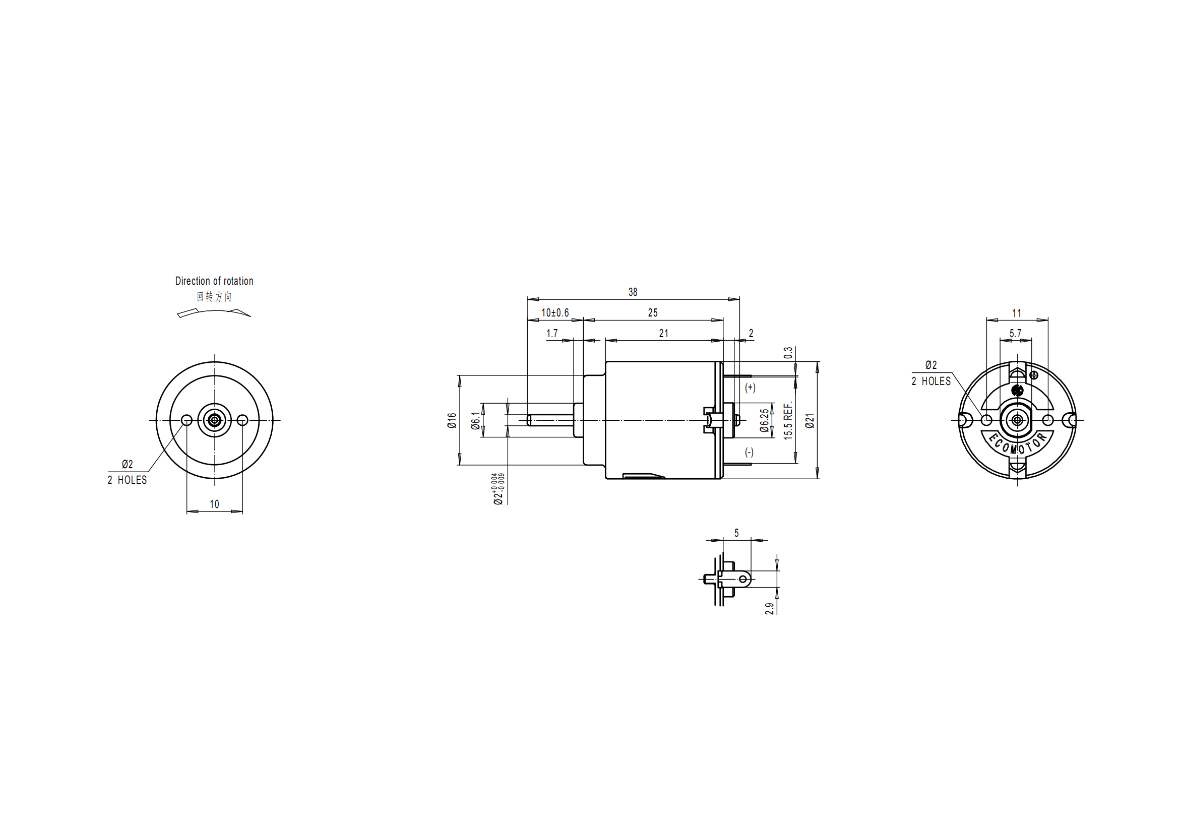 R140E Brushed DC Micro Motor Drawings