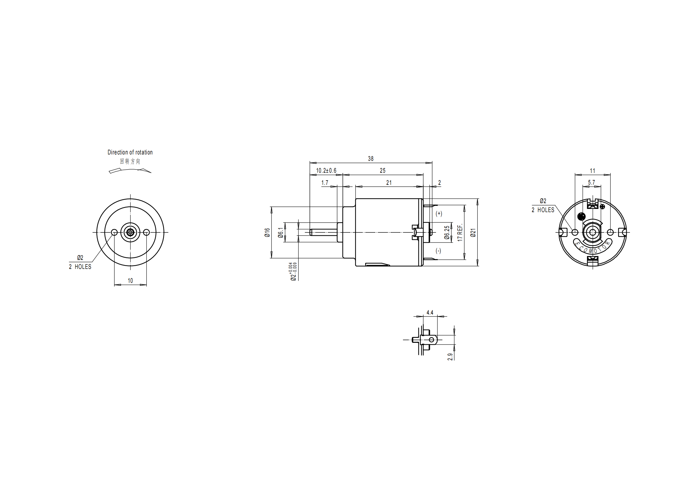 R140U Brushed DC Micro Motor Drawings