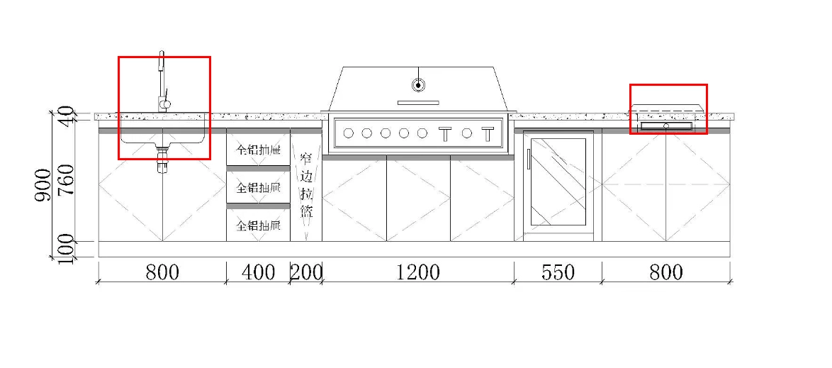 integrated luxury outdoor barbecue unit