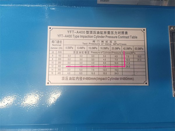 YFT-A400頂壓型液壓閥門試壓機