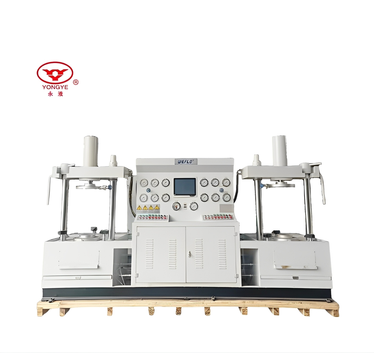 YFT-B300立式兩工位液壓閥門測(cè)試臺(tái)，數(shù)字曲線顯示，自動(dòng)保壓，自動(dòng)泄壓