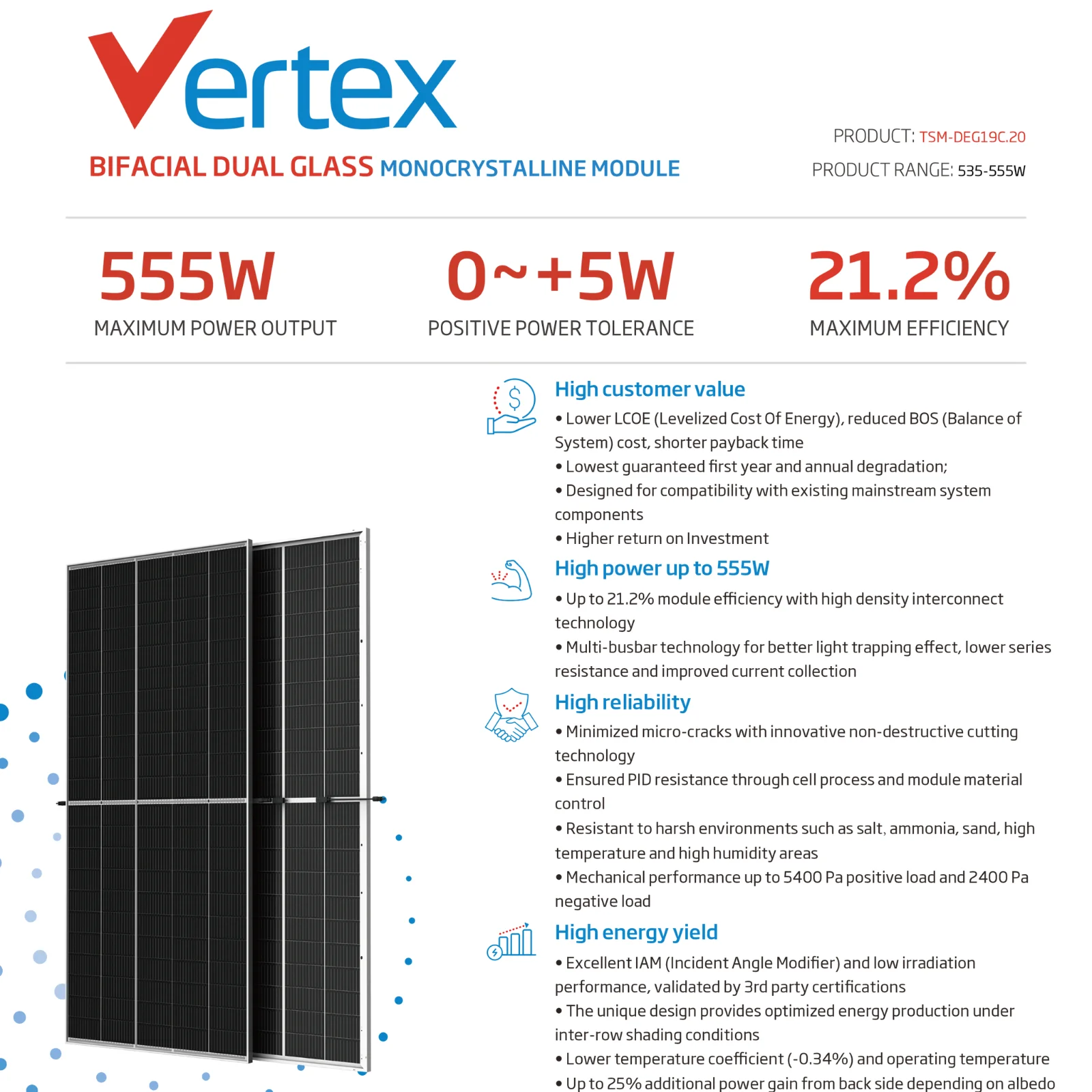 Trina Solar Vertex N Bifacial Dual Glass Module 720W 710W 705W 700W 695W