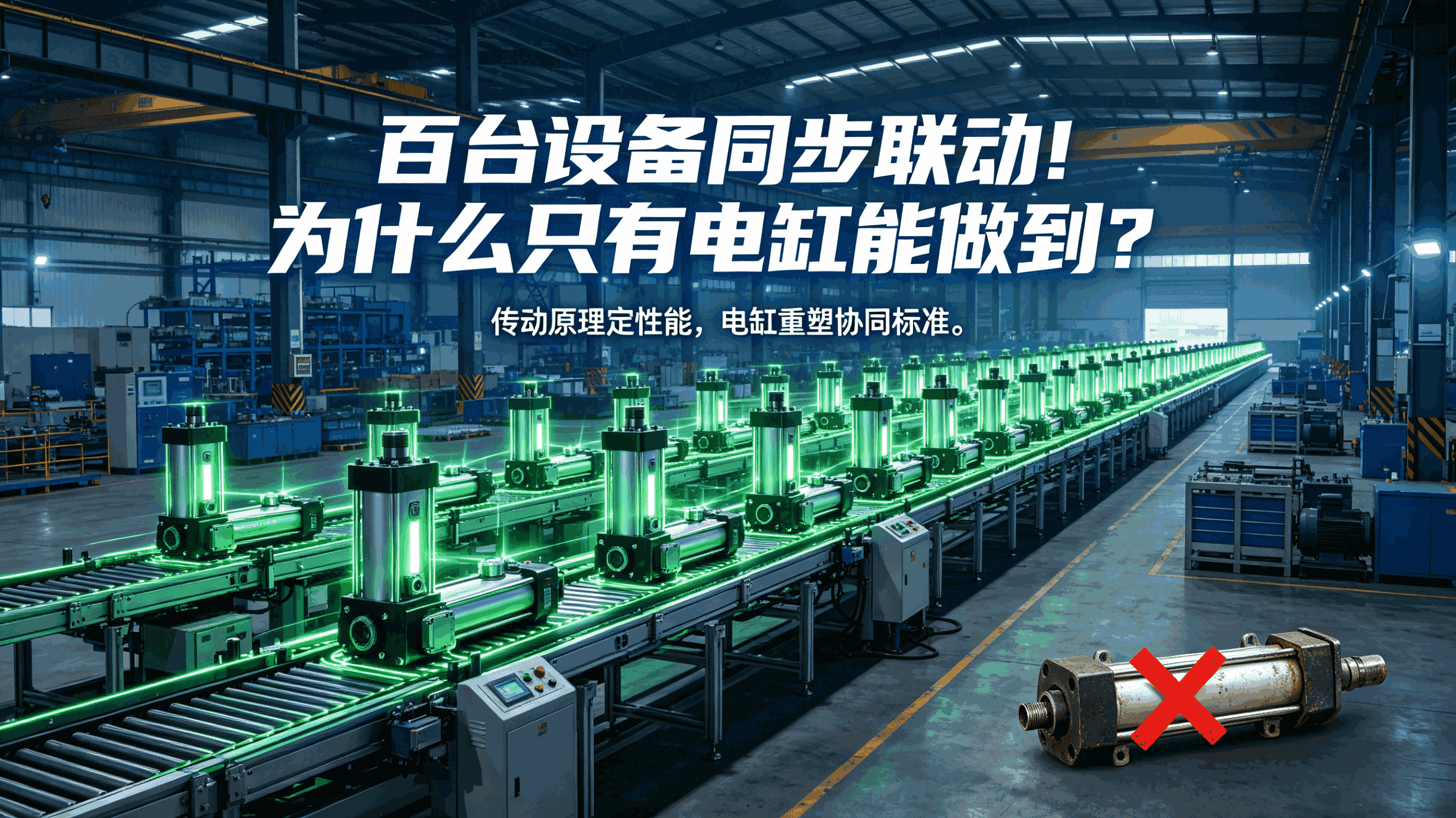 百台设备同步联动！为什么只有电缸能做到，油缸不行？