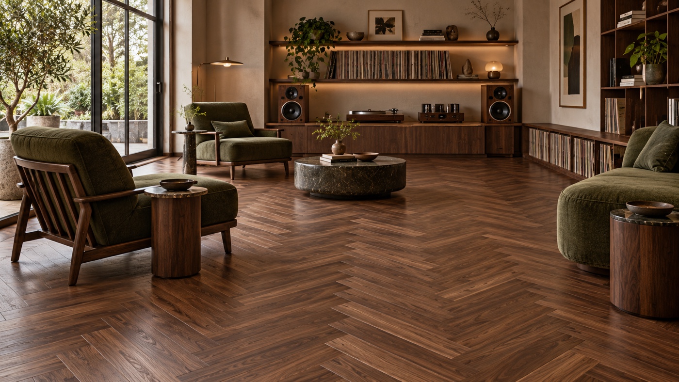 Concept walnut board surface and connection detail