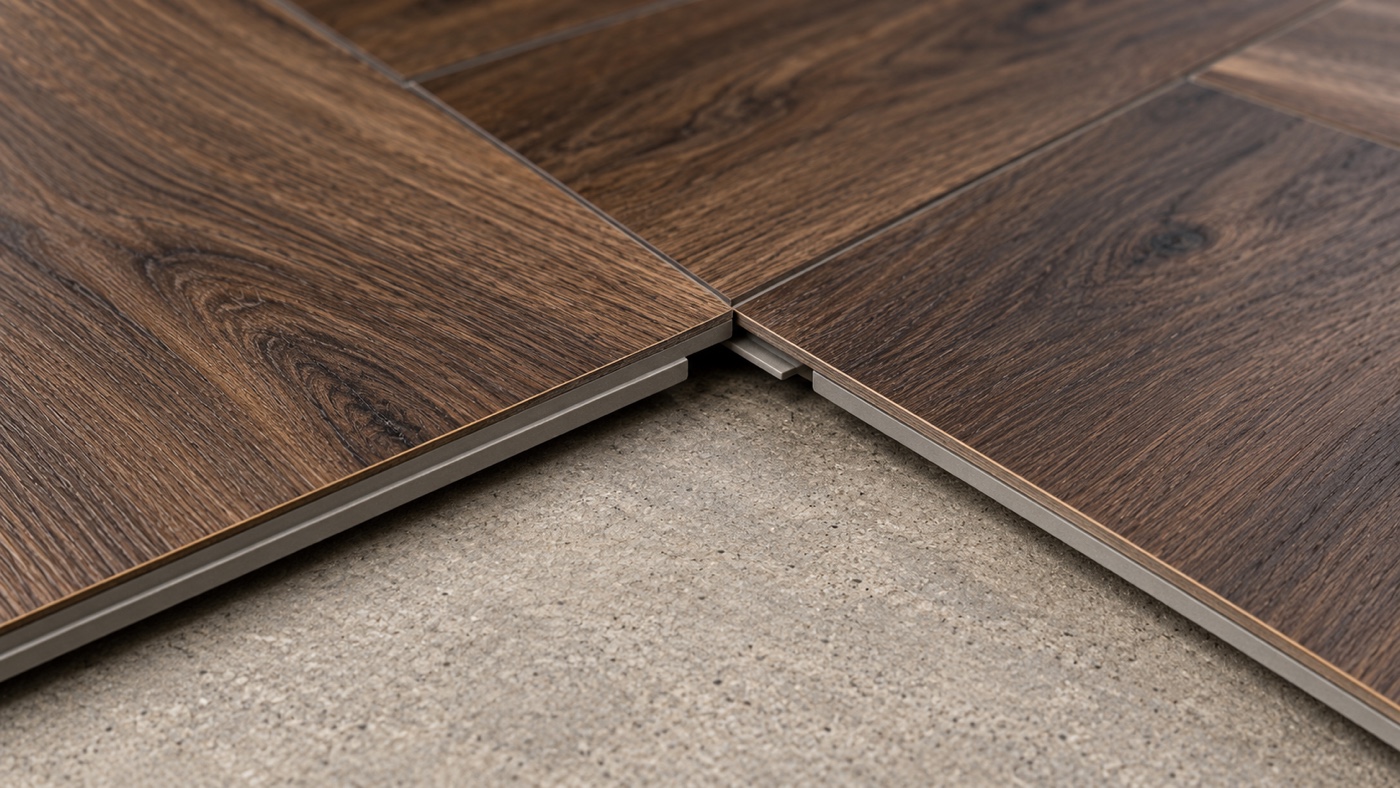 Concept listening lounge with walnut-look herringbone flooring