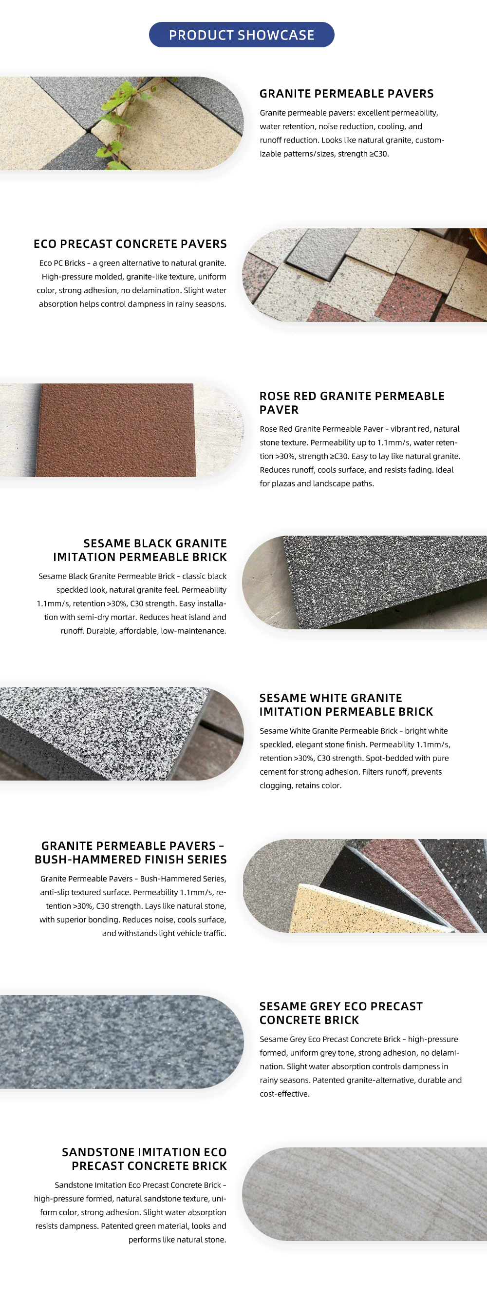 Granite Permeable Pavers - High Permeability, Photocatalytic