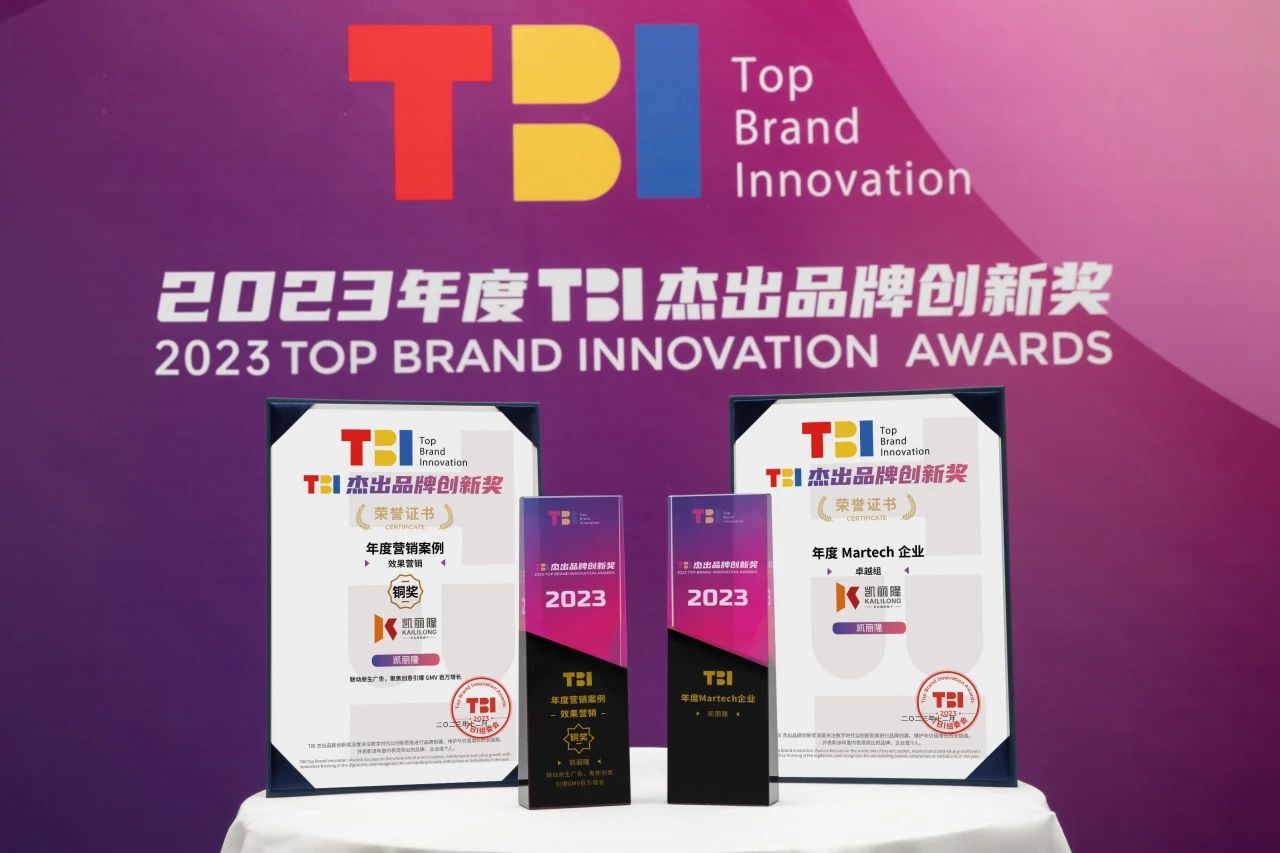 顺势而为丨凯丽隆成功斩获2023年度TBI杰出品牌创新奖年度卓越Martech企业