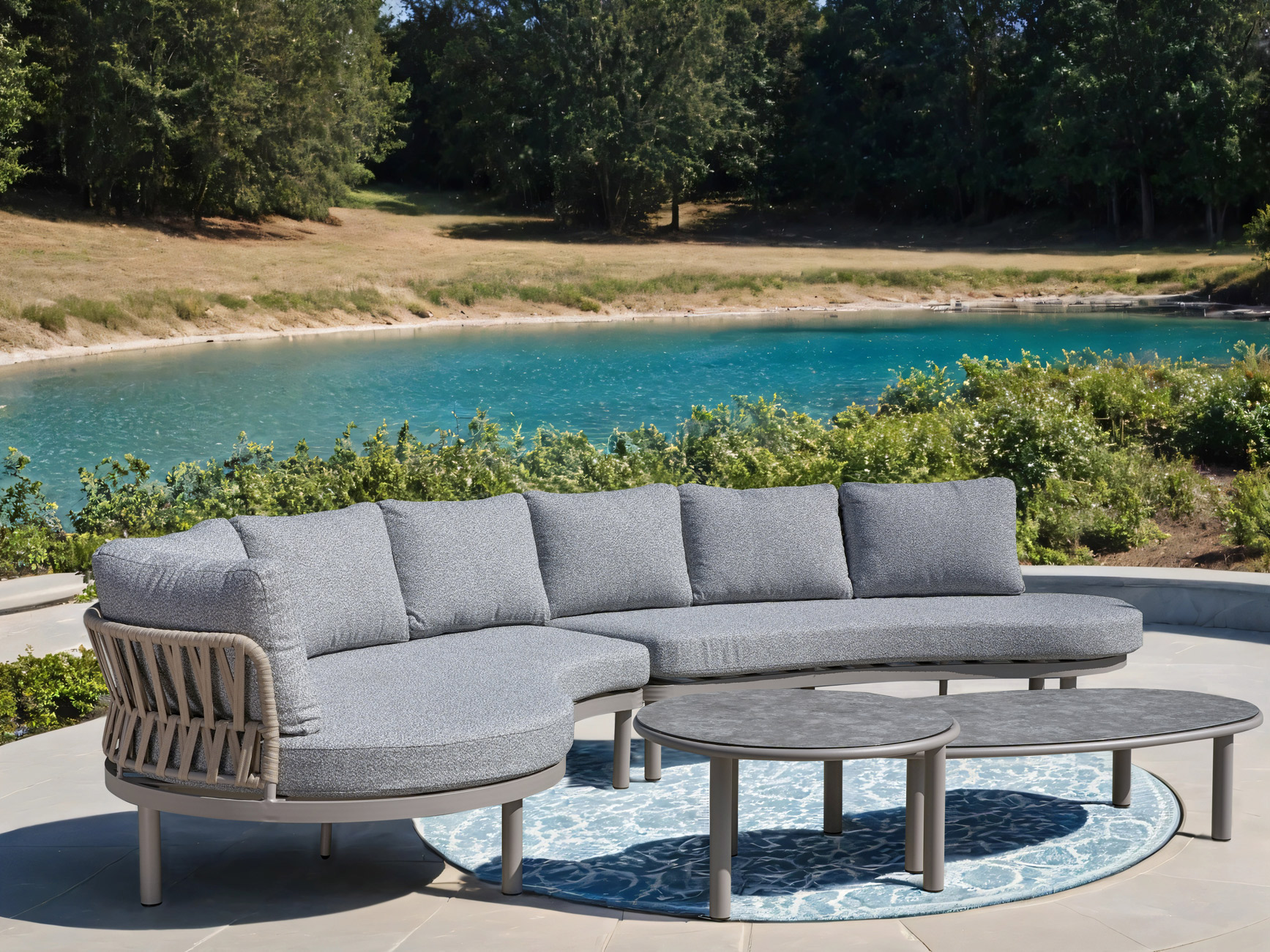curved garden sofa
