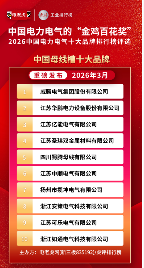 四川(chuān)蜀騰母線(xiàn)有(yǒu)限公(gōng)司：入(rù)圍2026中(zhōng)國(guó)電(diàn)力電(diàn)气(qì)“金雞百(bǎi)花(huā)獎”母線(xiàn)槽品牌(pái)！