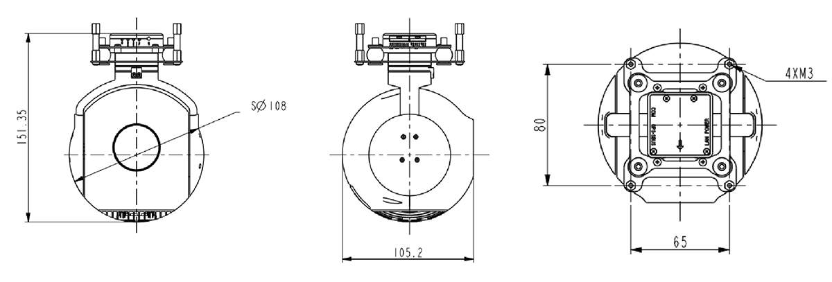 Gimbal cameras Package Dimension