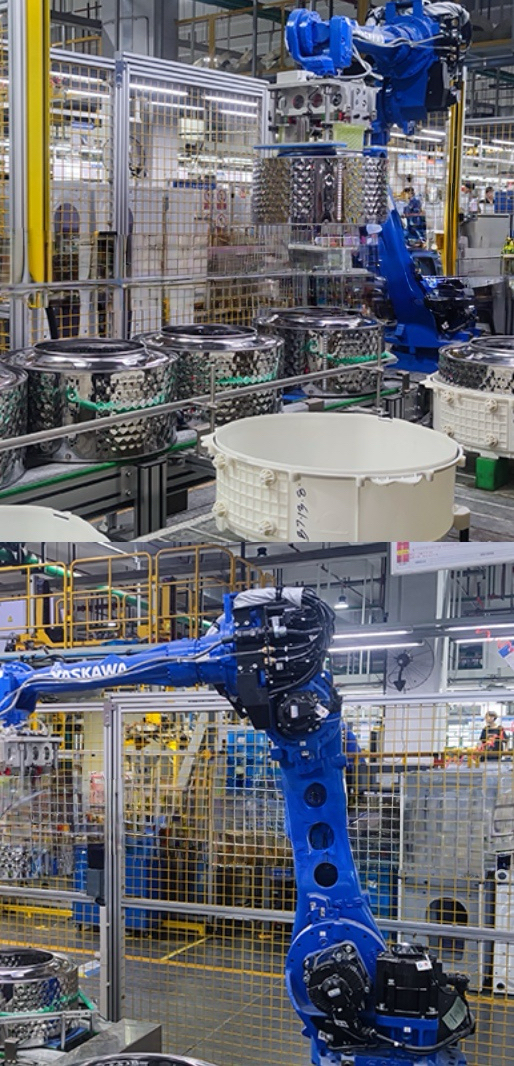 自創(chuàng)維洗衣機(jī)廠洗衣機(jī)滾筒線自動(dòng)放內(nèi)桶設(shè)備FS7413 