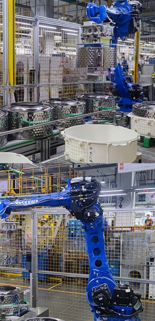 自創(chuàng)維洗衣機(jī)廠洗衣機(jī)滾筒線自動(dòng)放內(nèi)桶設(shè)備FS7413 