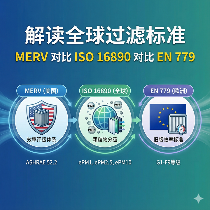 MERV vs. ISO 16890 vs. EN 779：解讀全球過濾標(biāo)準(zhǔn)
