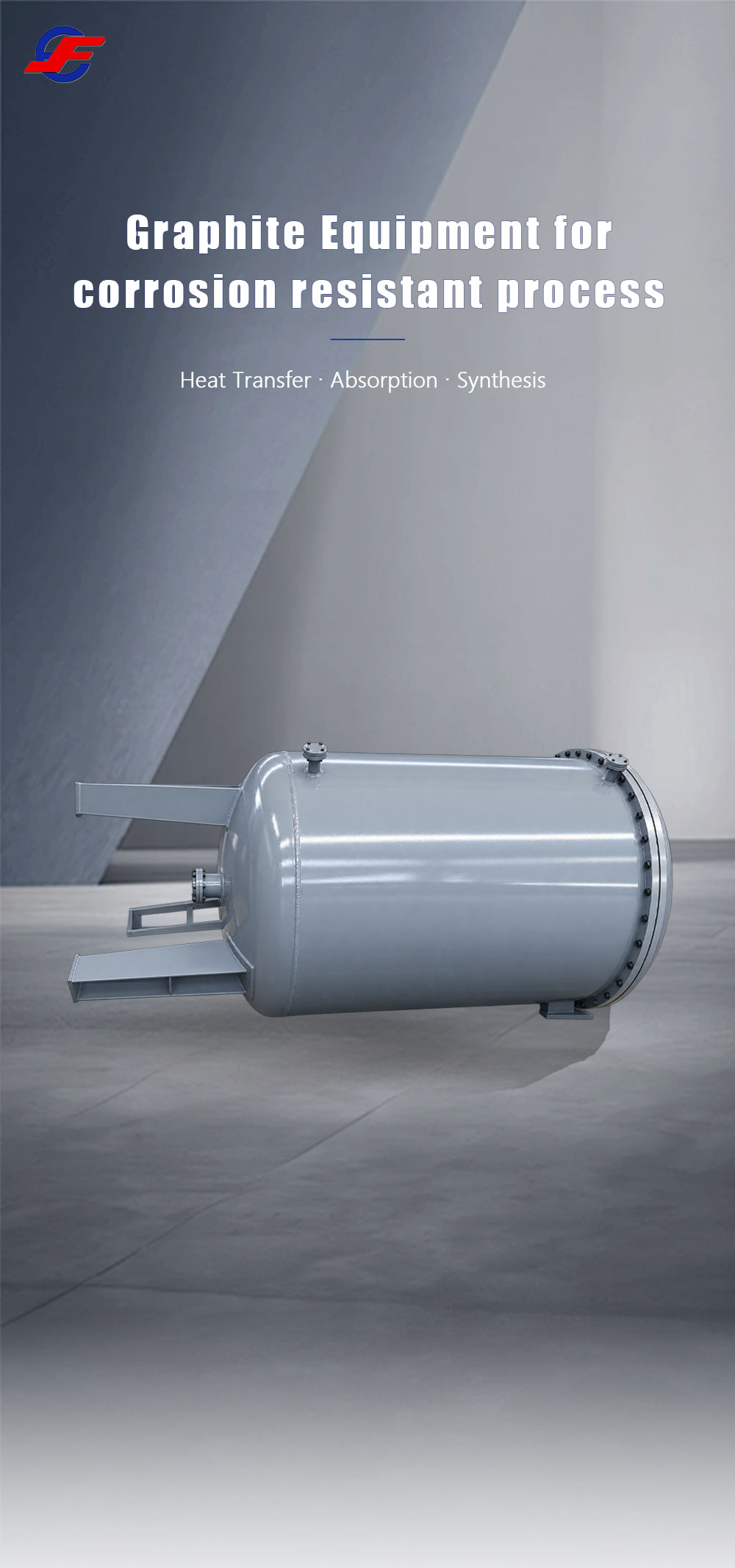 Horizontal Cylindrical SiC Block Heat Exchanger