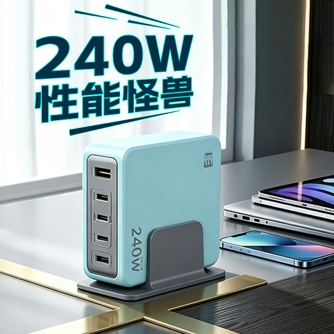 UE氮化镓240W充电站：安全低辐射方案