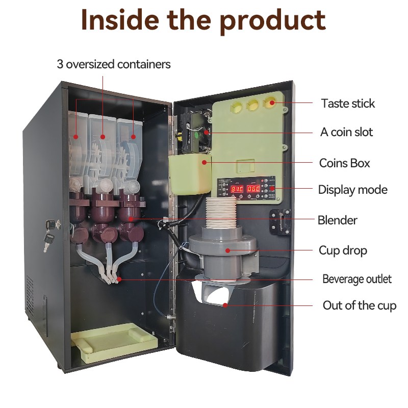 Smart Instant Coffee & Beverage Vending Machine | 3 Powder Tank Hot ...