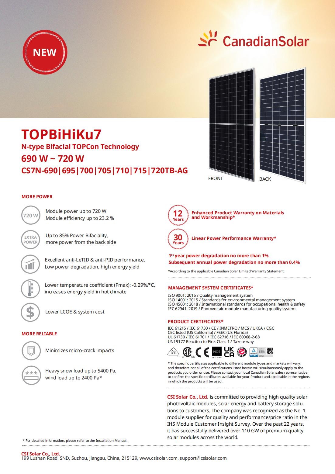 Canadian Solar 690W 695W 700W 705W 710W 715W 720W-Solutions from China ...