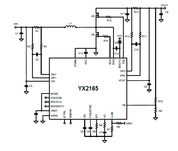 YX2165是一款大功率同步整流BOOST升壓CV/CC控制器芯片。