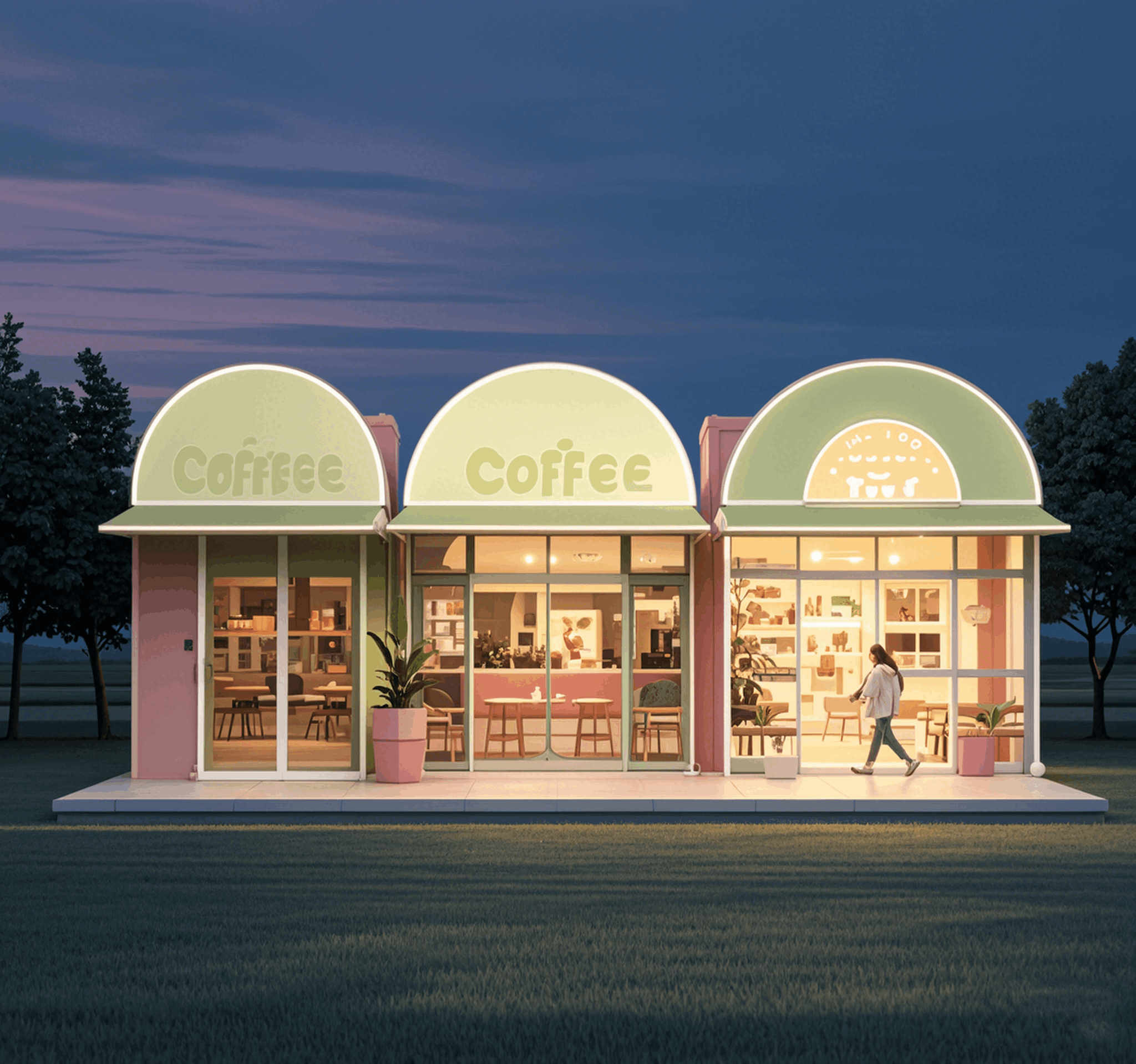 設(shè)計(jì)｜分享一組軟萌萌的模塊化鋼制咖啡館