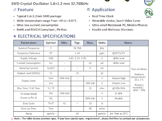 FCO-1K32.768kHz振蕩器低功耗IoT解決方案 深圳市匯浩電子科技發(fā)展供應(yīng)