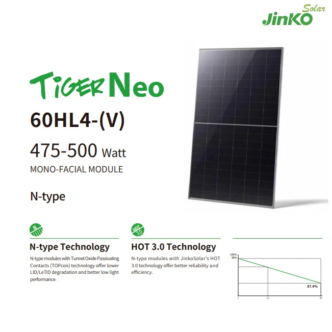 Jinko Solar Panel Tiger Neo 60HL4-(V) 470-500W JINKO Solar Energy