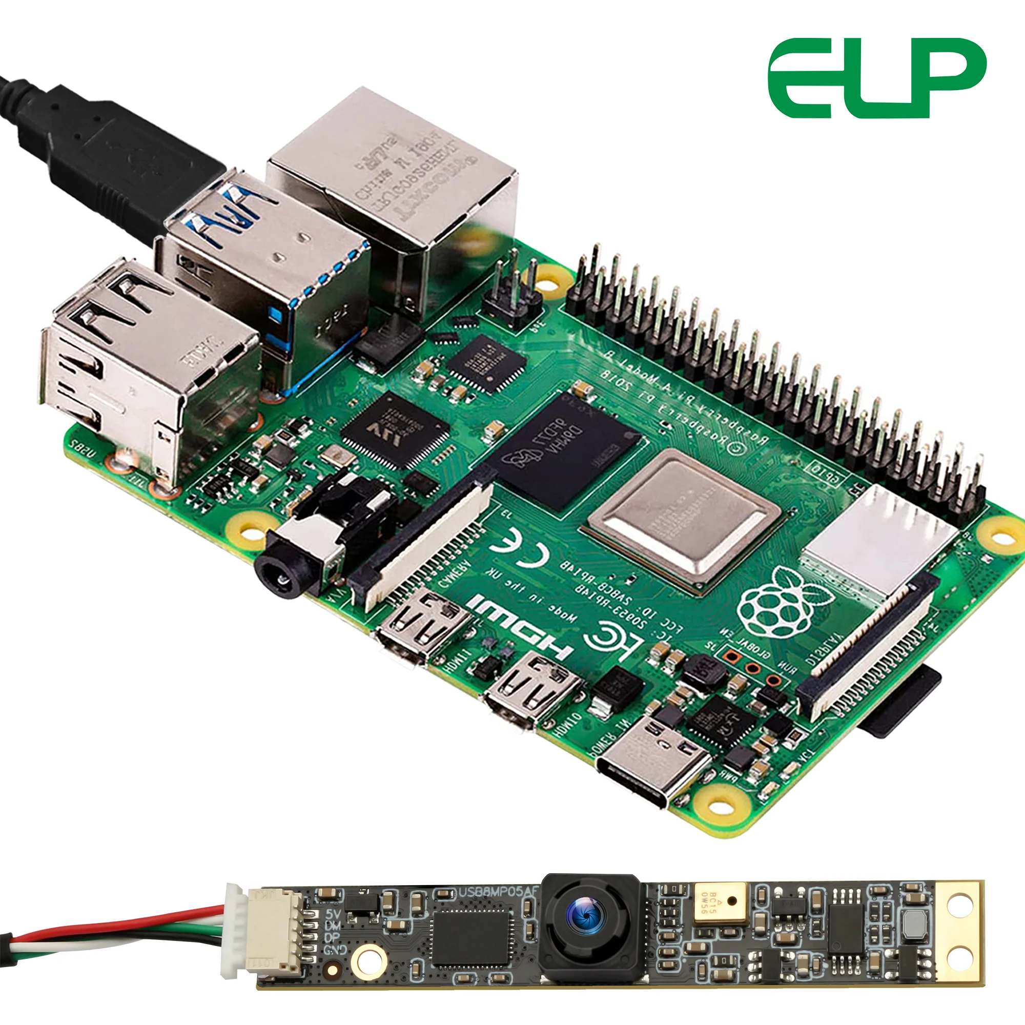 ELP 8MP Mini Strip USB Camera Module Wide Angle 102° No Distortion Lens ...