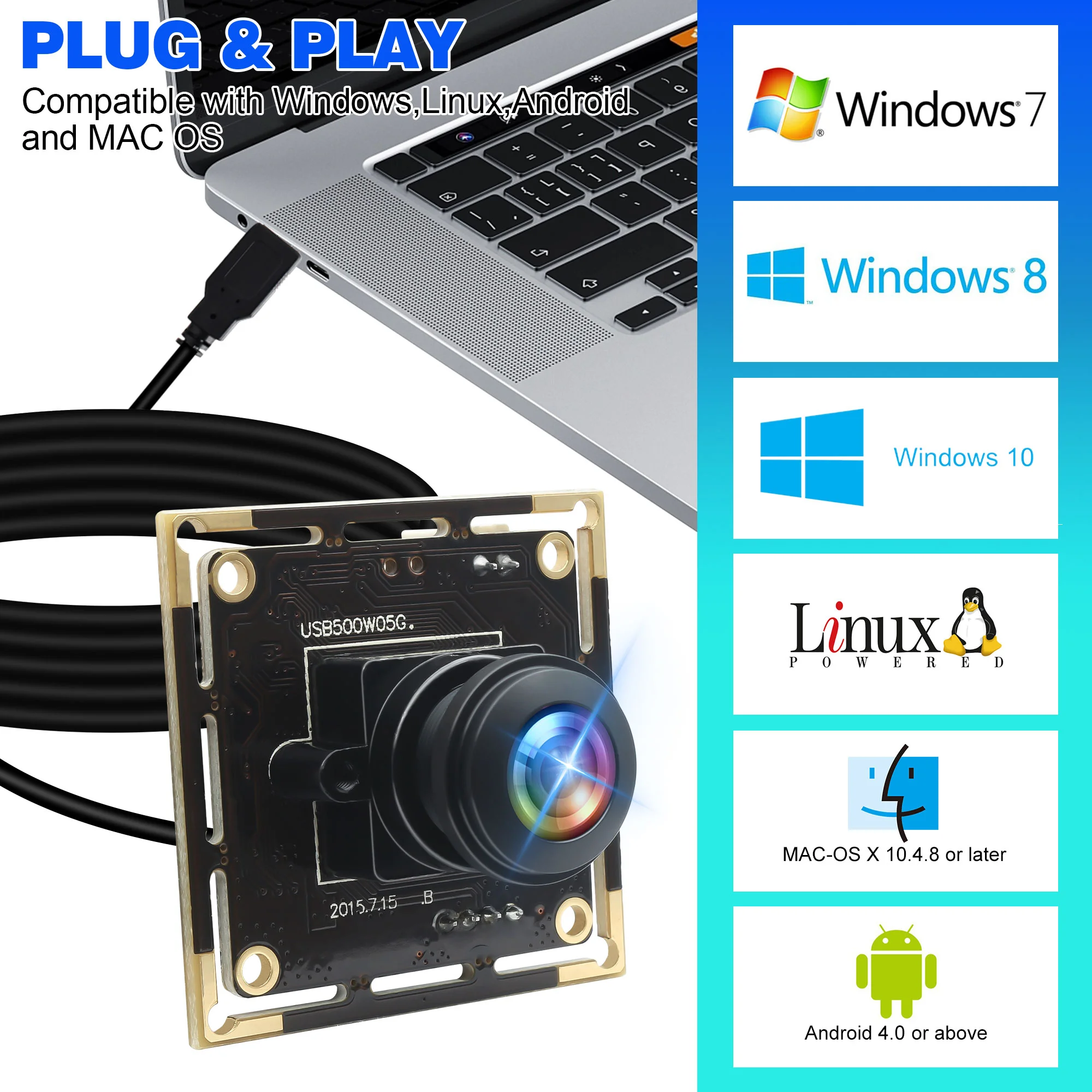 5MP High Resolution Webcam 142 degree lens HD Wide Angle USB Camera ...