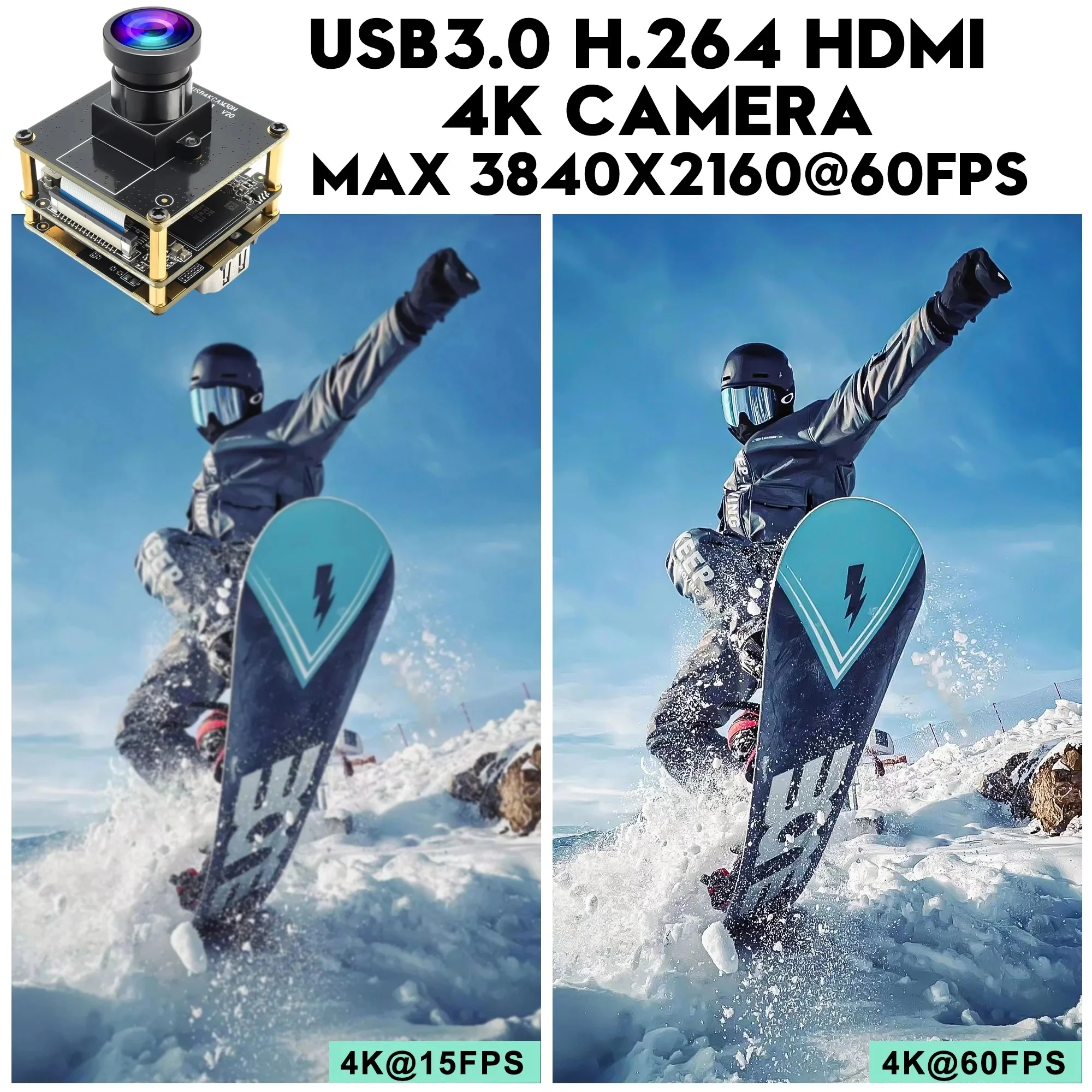 ELP 4K HDMI USB Camera Module H.264 60FPS No Distortion 100 Degree USB ...