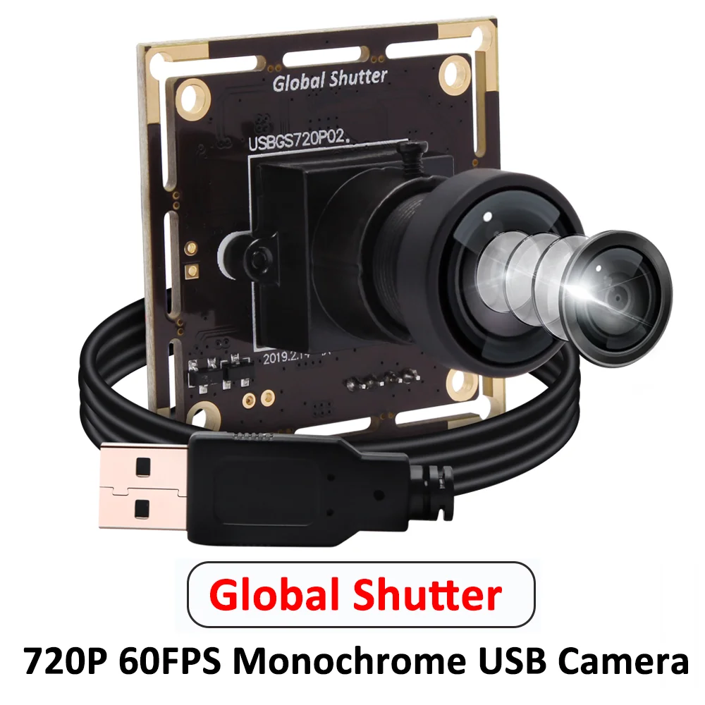ELP Monochrome Global Shutter USB Camera 1MP HD 720P 60fps High Speed ...