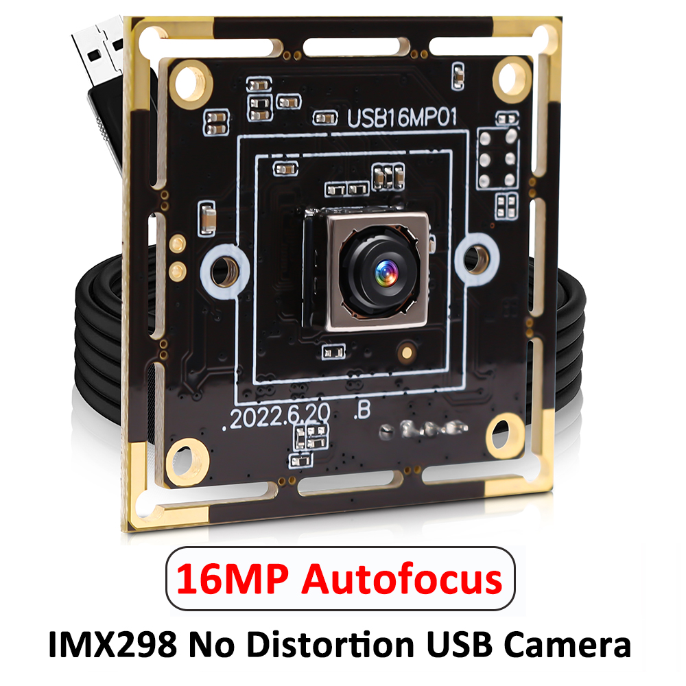 ELP 16MP Autofocus USB Camera Module With AF No Distortion Lens 3496P ...