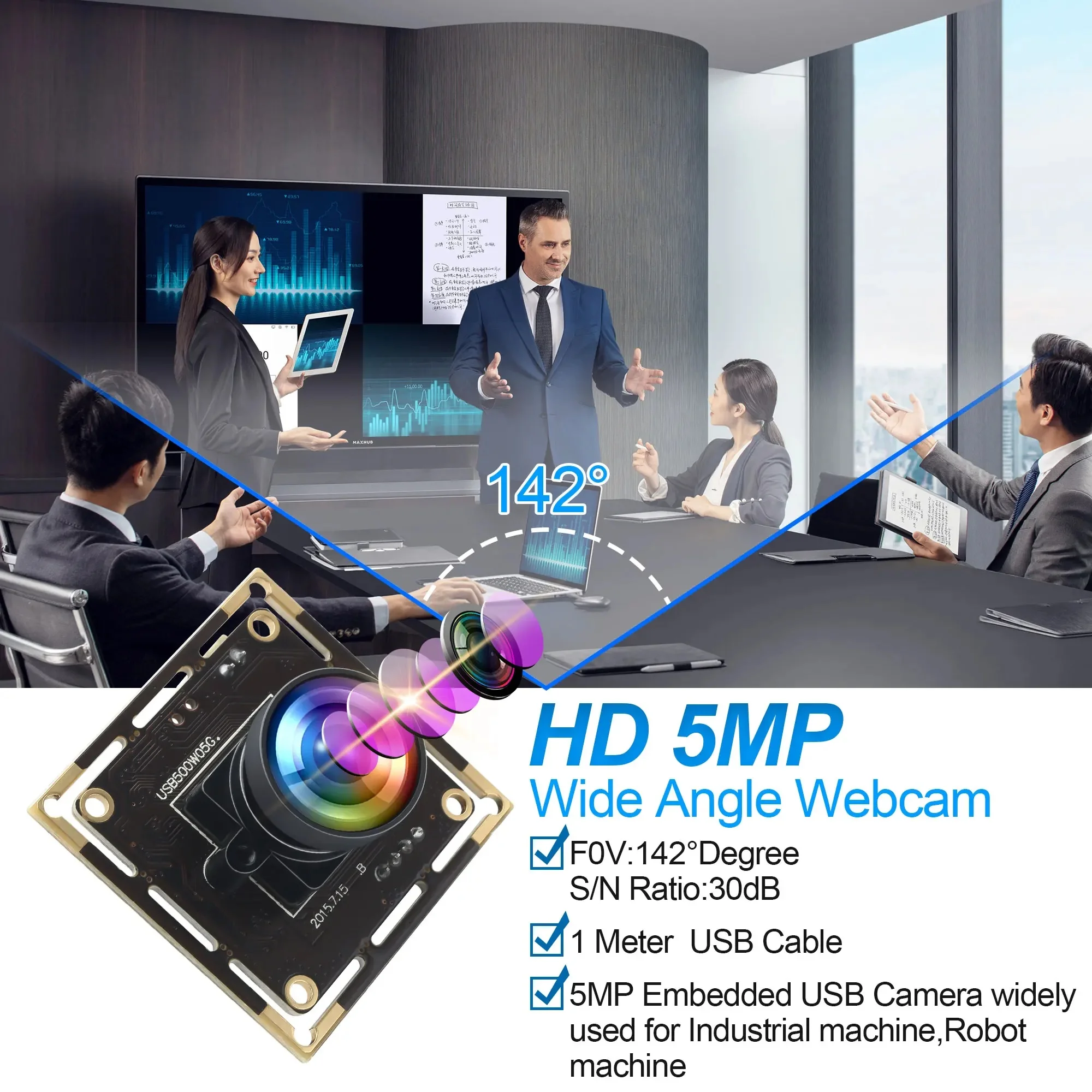 5MP High Resolution Webcam 142 degree lens HD Wide Angle USB Camera ...
