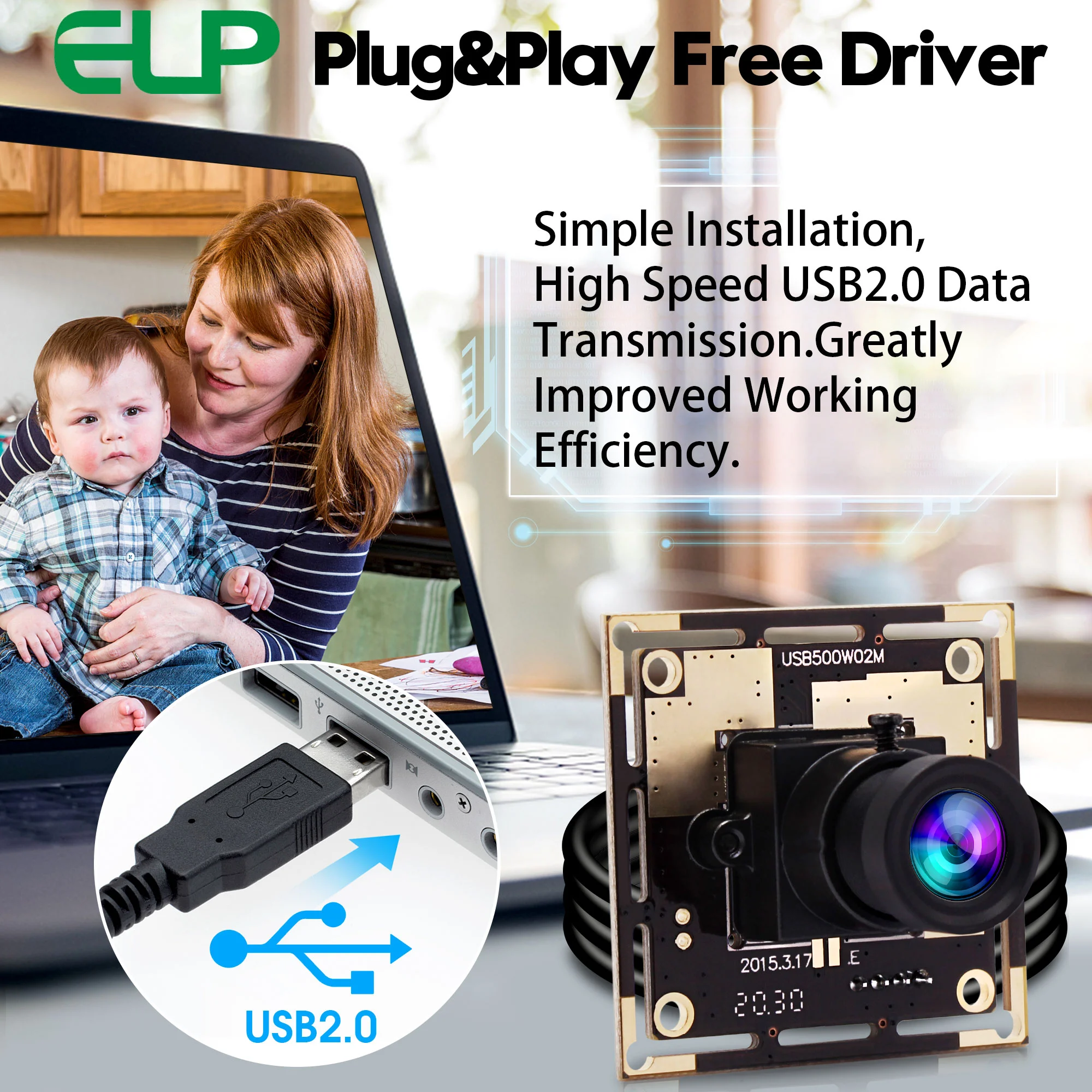 ELP 5MP USB Camera Moudle High Resolution OV5640 Webcam Board UVC 1944P ...
