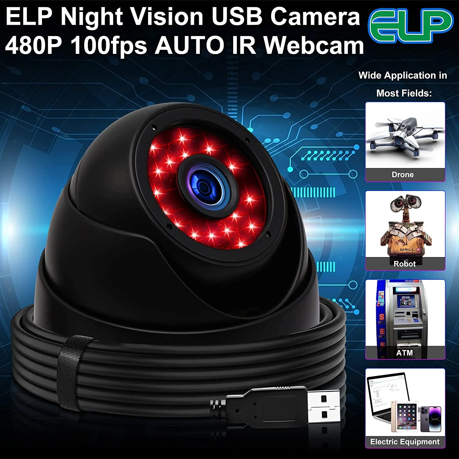 ELP Full HD 1080P Infrared Dome Camera High Speed 30fps/60fps/100fps ...