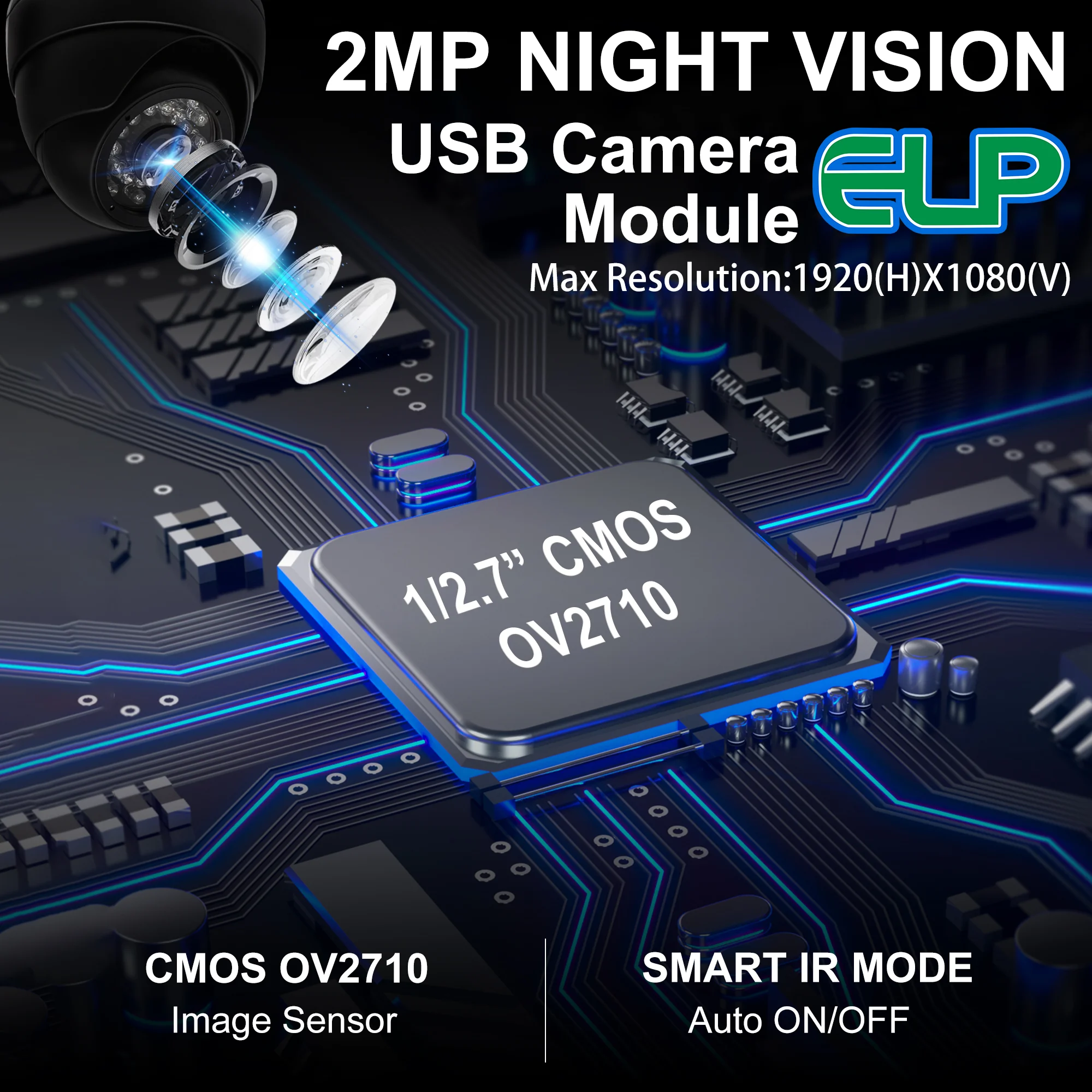ELP Full HD 1080P Infrared Dome Camera High Speed 30fps/60fps/100fps ...