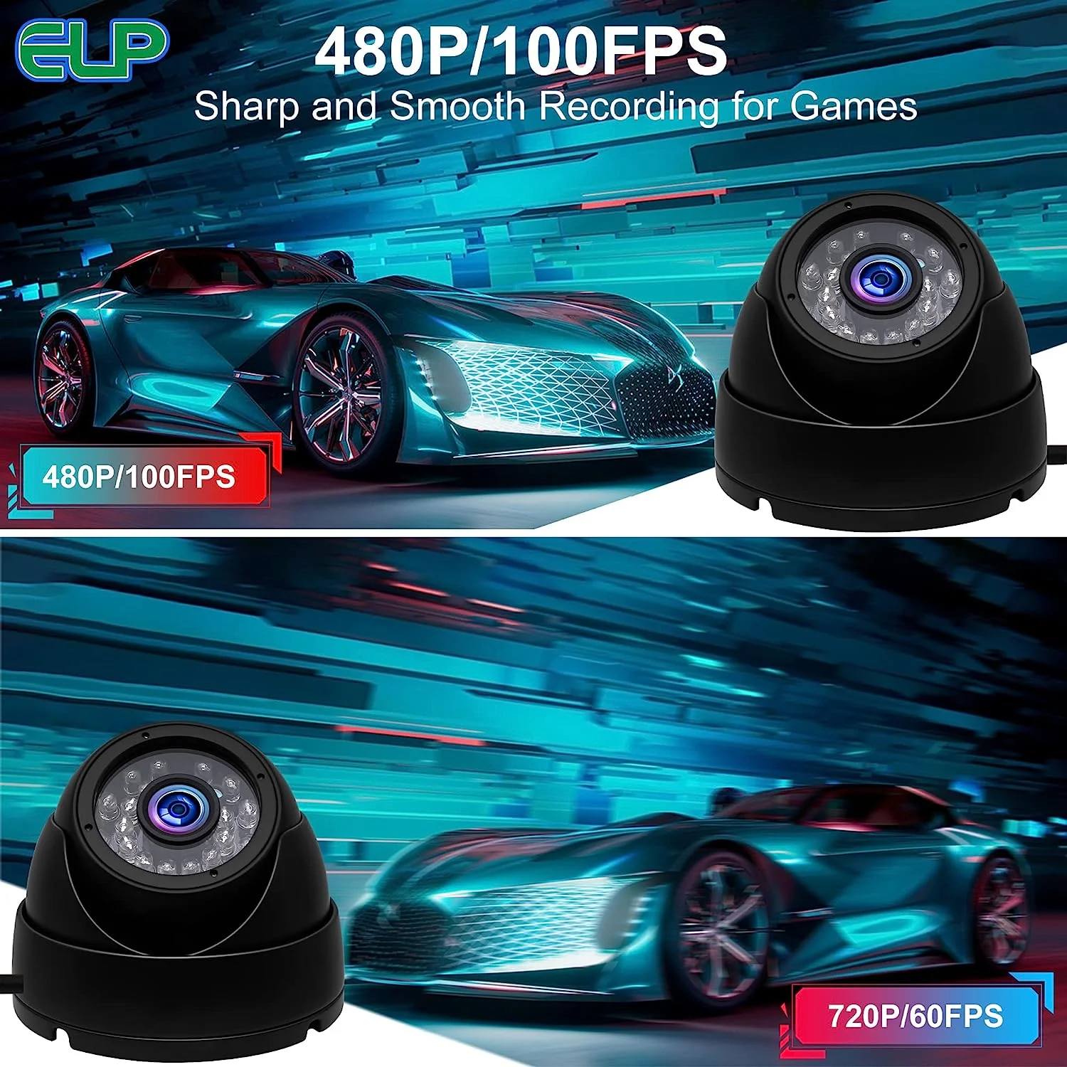 ELP Full HD 1080P Infrared Dome Camera High Speed 30fps/60fps/100fps ...