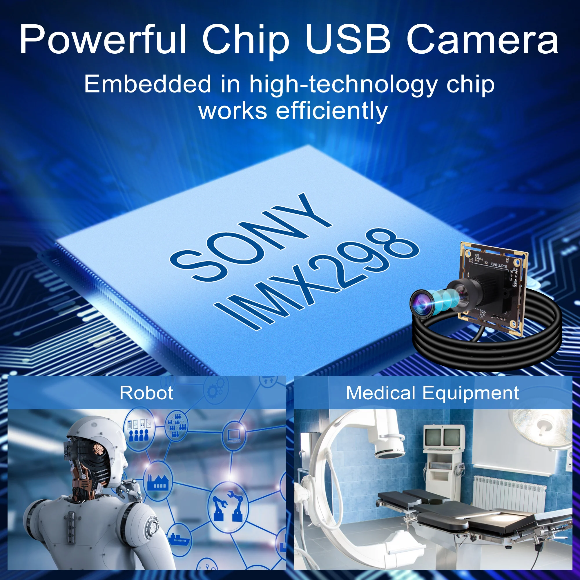 ELP 16MP 75 Degree No Distortion USB Camera Module IMX298 Lightburn ...