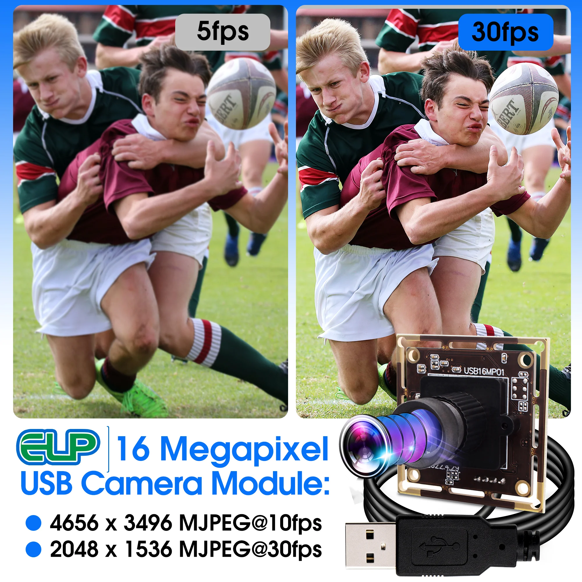 ELP 16MP 75 Degree No Distortion USB Camera Module IMX298 Lightburn ...