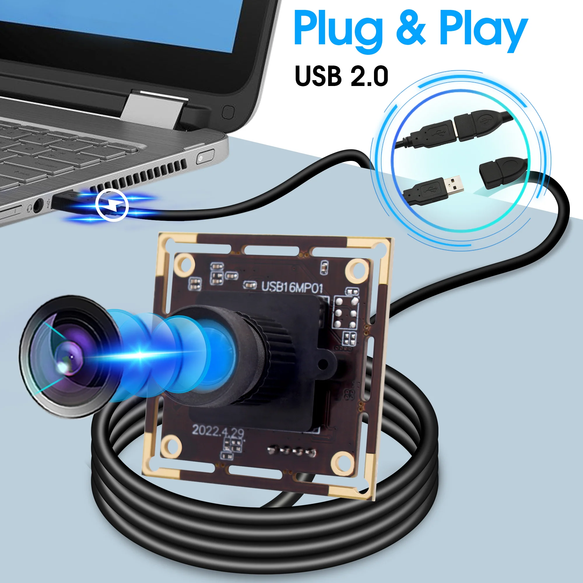 ELP 16MP 75 Degree No Distortion USB Camera Module IMX298 Lightburn ...