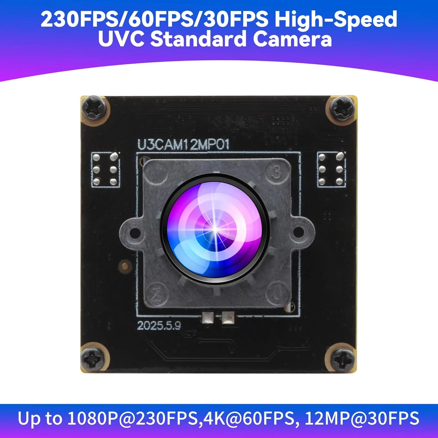 ELP High Speed USB3.0 Camera Module, 1080P/230fps, 4K/60fps, 12MP/30fps ...