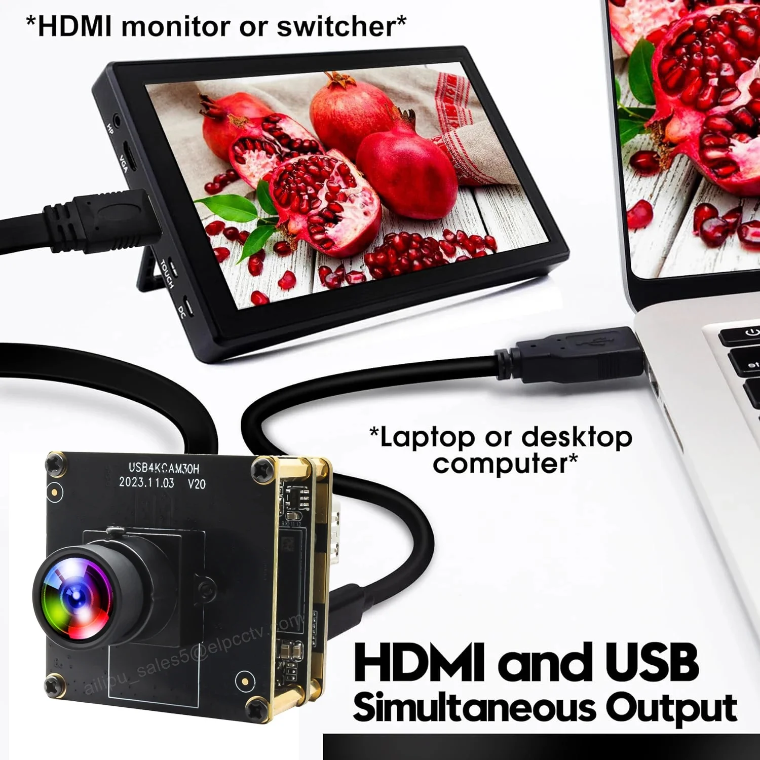 ELP 4K HDMI USB Camera Module H.264 60FPS No Distortion Lens USB Output ...