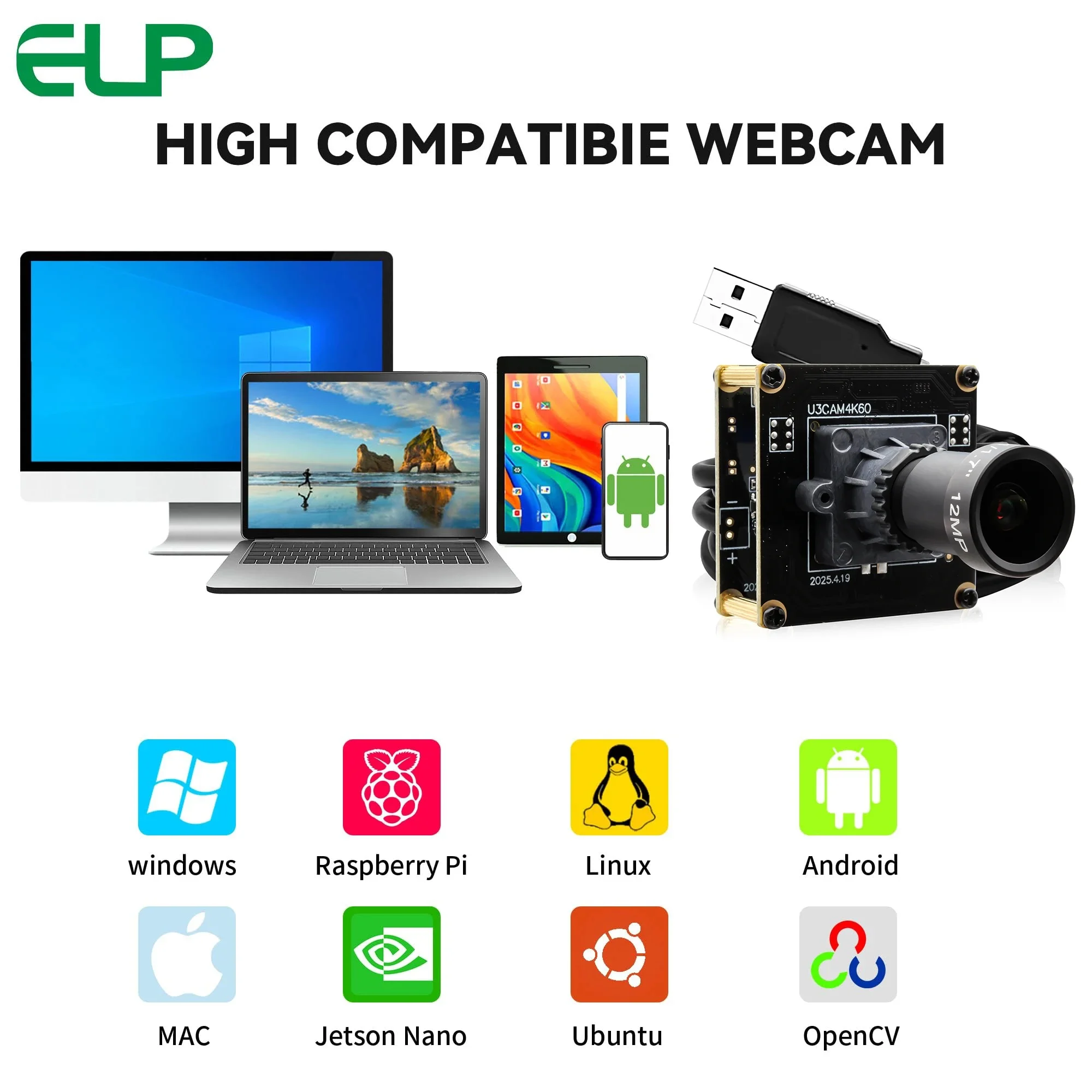 ELP IMX678 Wide Angle 4K 60FPS USB 3.0 Camera Module 0.1Lux Low Light ...
